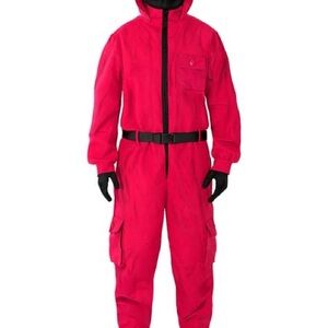 Squid Games Circle Guard Costume Official Netflix Jumpsuit Mask Gloves Size S/M